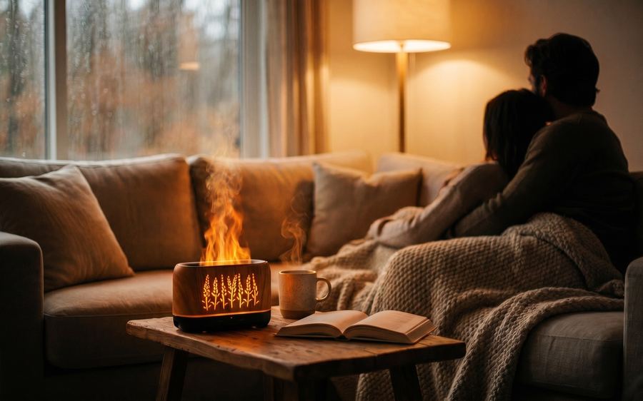 Avondsfeer met thee en kruiden in een woonkamer, van Kruidenboost.