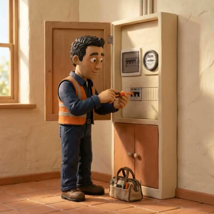 Een installateur inspecteert een meterkast.