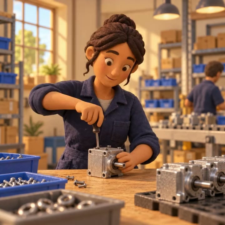 Een maker assembleert een metalen onderdeel.